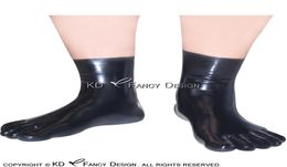 Black Anatomical Sexy Short Latex Five Toes Socks Rubber Stockings Plus Size 00061027232