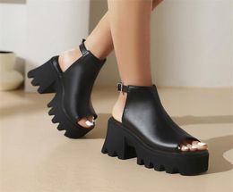 Sandals PXELENA Drop Ship JK Women Punk Rock Gothic Peep Toe Chunky Platform High Heels Thick Sole Street Shoes 36-459370038