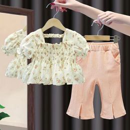 Summer suit for girls Small children casual mosquito pants two-piece summer suit for baby girls