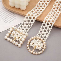 Other Fashion Accessories Pearl Bracelet Womens Korean Fashion Wedding Dress Wide Waist Chain Waist Belt J240518