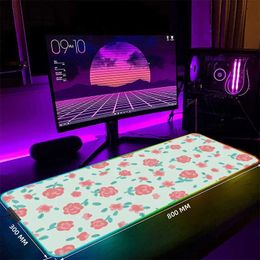 Mouse Pads Wrist Rests INS RGB Gaming Mousepad Big LED Gamer Mousepads PC Desk Mat Luminous Mouse Pad Large Keyboard Mats Table Rug With Backlit Rug J240518
