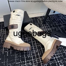 Chanells shoe channel shoes Chanelliness Luxury New Boot Women Brand Designer Classic Double Letter Sign Vintage Denim Boots Canvas Material Thick Sole Anti Slides