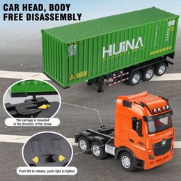 Huina 1 18 Rc Car Boys Toys 9Ch Alloy Remote Control Container Truck Kids Gift Radio-Controlled Trailer Simulation Plastic Model 240517