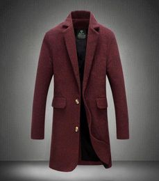 Whole 5XL 2017 New Trench Coat Men Top Fashion Style Spring Winter Overcoat Male Brand Clothing Quality Wine Red Homme Trench6553364