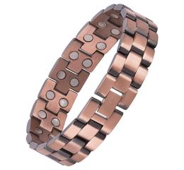 Vintage Pure Copper Magnetic Pain Relief Bracelet for Men Therapy Double Row Magnets Link Chain Men Jewelry4442930