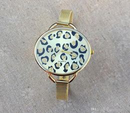 Fashion Brand women men Unisex Leopard style gold Steel Metal Band quartz wrist watch C133698542