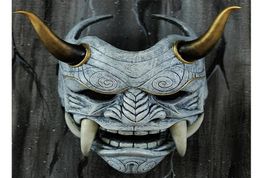 Evil Devil Demon Latex Mask Half Face Japan Hannya Cosplay Party Costume Masks Oni Haunted House Cosplay Costume Party Props 201022296257