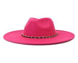 Chain Top Hats for Women Luxury 95cm Big Brim Sun Protection Panama Cap Lady Wedding Party Felt Fedora Hats Men Gentleman Hat1195820