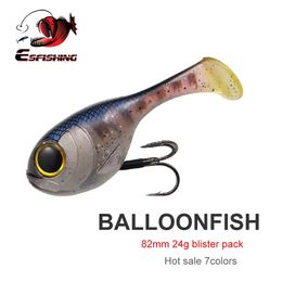 ESFISHING Silicone Soft Bait Balloonfish 82mm24g 1pcs Deraball with Quality Hook Pesca Artificial Fishing Lure Tackle 240517