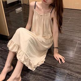 Women's Sleepwear Summer Korean Sling Ladies Nightgown Princess Style Pure Desire Can Be Worn Outside Sweet Comfortable Pajamas Homewear