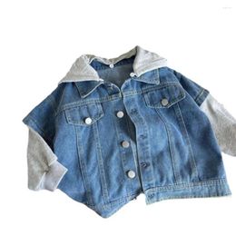 Jackets Boys Jacket Jeans Patchwork Hooded Spring Autumn Children Clothing Fashion School Kids Outerwear Coats