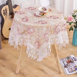 Table Cloth Round Lace Embroidered Flowers Wedding Decor Translucent Cover Tablecloth Valentine's Day Home Decoration
