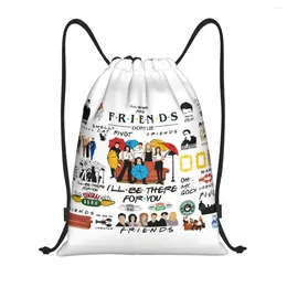 Shopping Bags Funny TV Show Friends Collage Drawstring Backpack Sports Gym Bag For Men Women Sackpack