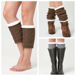 Women Socks Knitted Ankle Gifts Woollen Fleece Boot Cuffs Toppers Crochet Thickened Covers