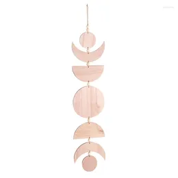 Decorative Figurines Wooden Moon Sun Shape Wall Hanging Decoration Party Backdrop Bohemian Home Decor
