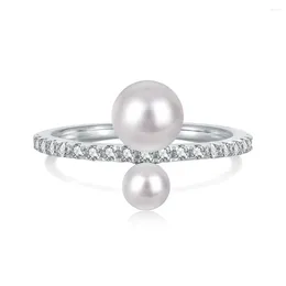 Cluster Rings S925 Silver Ring Freshwater Pearl Micro Zircon Stone Inlaid With Ladies Japanese And Korean Light Luxury Jewellery