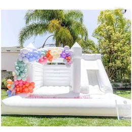 4m13ftOutdoor Rental Inflatable White Bounce Combo House Bouncer Wedding Bouncy Castle With Slide And Ball Pit Pool For Kids