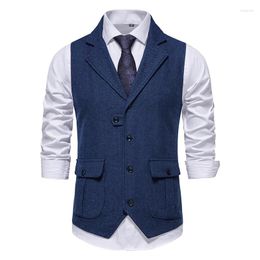 Men's Vests Retro Style Smart Suit Vest Casual Solid Color Waistcoat ForSpring Fall Dinner Match