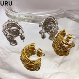 Hoop Earrings Fashion Jewelry 925 Silver Needle Metallic Multi Wire For Women Girl Gift 2024 Trend Accessories