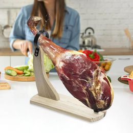 Kitchen Storage Wooden Ham Stand Durable Rack Stable Cutter For Slicing Acacia Home Carving Spanish Hams Barbecue