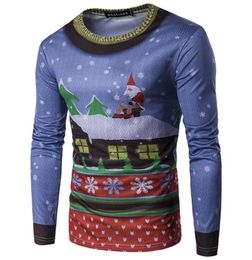 Men039s T Shirt Personality Long Sleeve Casual Round Collar Christmas Men039s TShirt 3D Print Santa Claus Fashion Men TShir7879628
