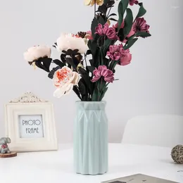 Vases Creative Plastic Vase Simple Modern Flower Arranger Dry And Wet Living Room Imitation Glaze Decoration