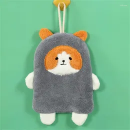 Towel Bathroom Hanging Coral Fleece Kitchen Tools Soft Puppy Embroidery Cleaning 16x21cm