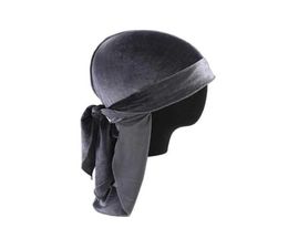 Durag Velutum Pirate Hair Bonnet With Long Tail Hip Hop Velvet Hats Skull Cycling Cap For Adult Mens Women Solid Colour Chemo Hat7827534