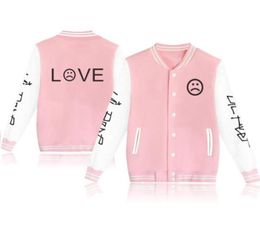 Moletom Lil Peep LOVE Baseball Uniform Jacket Coat Men Harajuku Sweatshirts Winter Fashion Hip Hop Fleece Pink Hoodie Outwear4903726