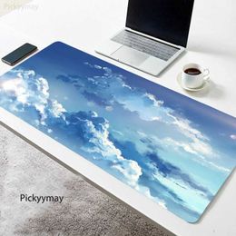 Mouse Pads Wrist Rests Sky Clouds Mouse Pad Game Accessories Mause Anime Desktop Keyboard Pad Mausepad Gamer PC Rubber Carpet Office Blue Mouse Pad J240518