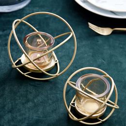 Candle Holders Vintage Luxury Rose Gold Holder Metal Geometric Simple Creative Centrepiece Candelabros Home Decor AH50CH