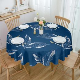 Table Cloth Leaves Hand Painted Watercolour Round Tablecloth Waterproof Wedding Decor Cover Xmas Home Decorative