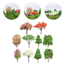 Decorative Flowers 10 Pcs Greenery Decor Mini House Tree Model Decorations Sand Table Plastic Scene Layout