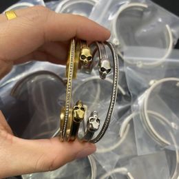 Vintage Bangles double Skull drill Braceles Skeleton Men Women Opening Couple Party street Bracelet MB1BN4 Hiphop Punk Rock Jewelry Gif 237T