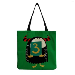 Bag Custom Pattern Daily Shopper Bags Cute Cartoon Character Number Print Beach Casual Lazy Style Simple Size For Women 2024