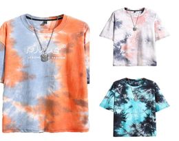 Summer Tiedye Cotton Tshirt Men Simple Oneck Oversize Hip Hop Fashion Tees Men039s Colorful Personality Short Sleeve X07263430157