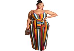 New Sexy Dresses Women Stripe Jumpsuit Bandage Stappy Long Romper Sleeveless Plus Size Sundress Beach Casual Fashion Streetwear Ou4212060