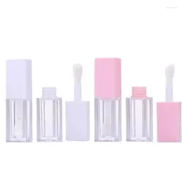 Storage Bottles 30/50pcs 5ml Lip Gloss Tube Big Brush Head Black White Pink Lid Square Clear Lipgloss Bottle Empty Glaze Lipglaze Containers