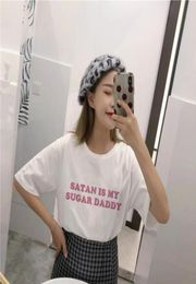 Summer Fashion Tops Tee Satan Is My Sugar Daddy Tumblr Girls Shirt Aesthetic Clothing Baby Kawaii casual Harajuku TShirt5769652