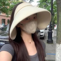 Berets Foldable Sun Hats Full Face Cover Female Summer Hat Visors Empty Top Wide Large Brim Beach Protection Caps Women