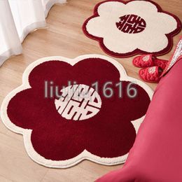 Carpets Designer rug room decor Wedding room red wedding mat new Chinese decoration sun flower bed blanket wedding living room happy word mat #63254