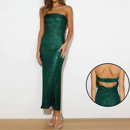 Casual Dresses Pink Long For Women Party Robe Elegant Backless Sexy Dress Club Outfit Green Gown Sleeveless Y2K Female Clothing