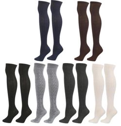 Women039s Cable Knit Thigh High Socks Extra Long Winter Top Over The Knee Boot Stockings Leg Warmers Grey Black White Navy Coff4151573
