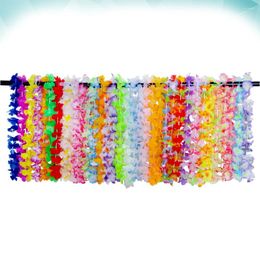 Decorative Flowers 36 PCS Hawaii Hanging Garland Party Favors Artificial Flower Leis Wreath Neck
