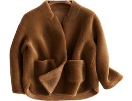100 Wool Jacket Sheep Shearling Fur Winter Coat Women Clothes Real Fur Coat Korean Elegant PU Lining Casaco Feminino T2003191399475