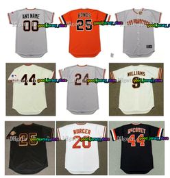 throwback Baseball WILLIE MAYS Baseball Jerseys SF BARRY BONDS WILLIE McCOVEY J.T. SNOW WILL CLARK KEVIN MITCHELL DUANE KUIPER LeMASTER 9 MATT WILLIAMS Retro good