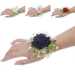 Brooches 8 Colours Wrist Corsage Flower Wedding Brooch Bride Groom Suit Bow Tie Evening Party Festivals Celebrations Pography Decor