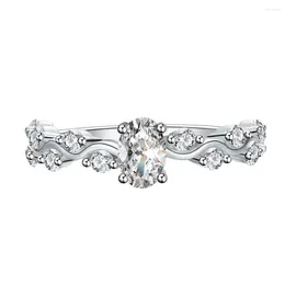 Cluster Rings Models Sterling Silver Ring Women's Non Fading Narrow Vine Lace Inlaid Handpiece 4 6 High Carbon Diamond