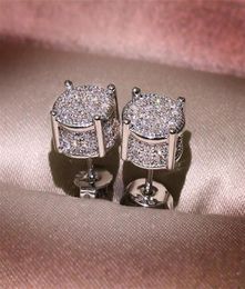 Choucong Hip Hop Stud Earring Vintage Jewelry 925 Sterling Silver Yellow Gold Fill Pave White Sapphire CZ Diamond Sparkling Women 5463423