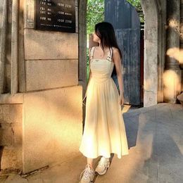 designer dresses for women prd Triangle logo tank camisole long slim fit white sleeveless dress high quality